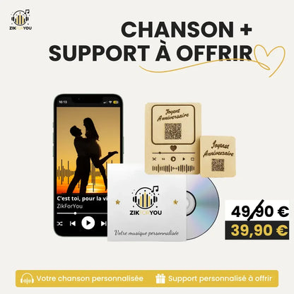 Chanson personnalisée MP3 avec support bois décoratif QR code - pack complet