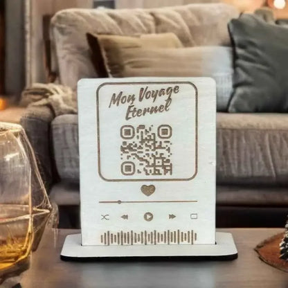 Support bois décoratif musique personnalisée - objet souvenir élégant avec QR code
